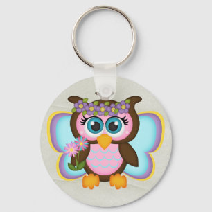 Beautiful Girly Fairy Owl Keychain