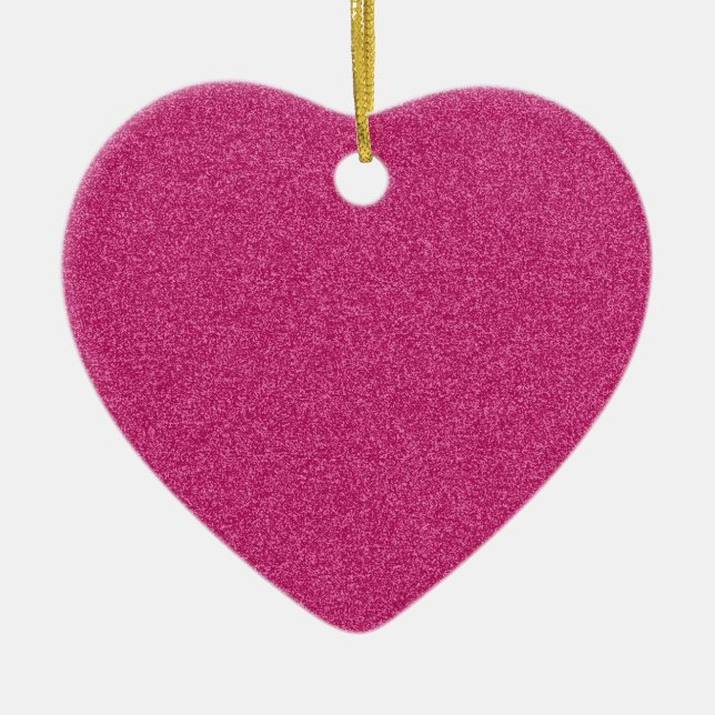 Beautiful girly hot pink glitter effect background ceramic ornament (Front)