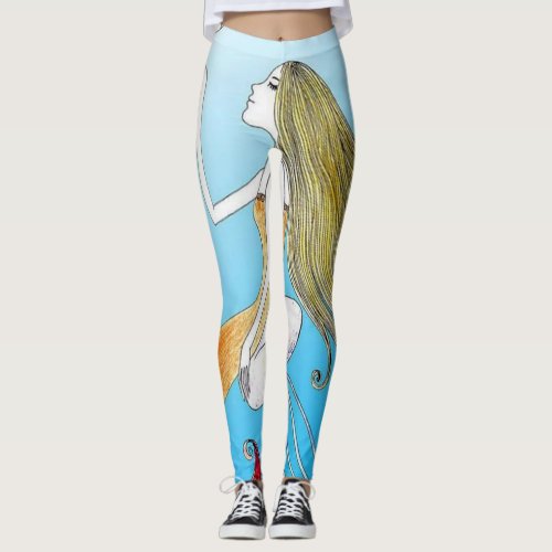 Beautiful Girly Mermaid Under The Sea Leggings