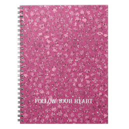 Beautiful Girly Pink Glitter Glitzy Leopard Print Notebook