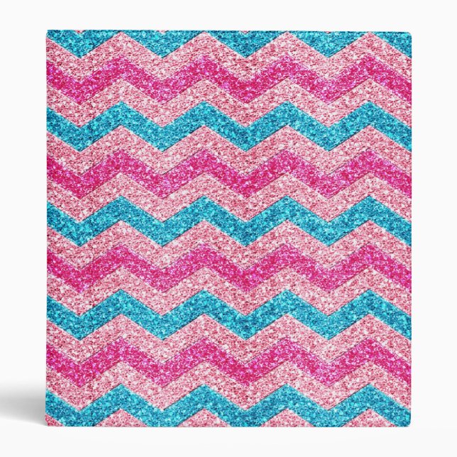 Beautiful girly trendy glitter shining zigzag binder (Front)