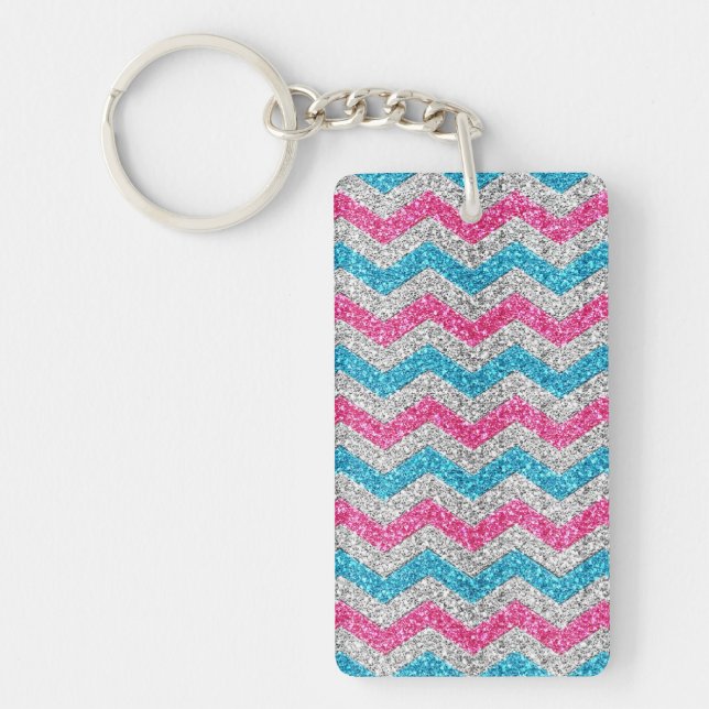 Beautiful girly trendy glitter shining zigzag keychain (Front)