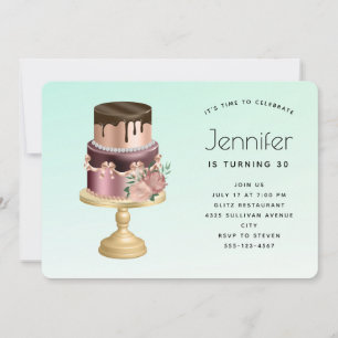 Beautiful Glam Party Cake Birthday Invitation