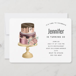 Beautiful Glam Party Cake Birthday Invitation