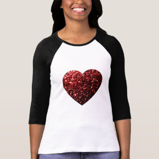 Beautiful Glamour Red Glitter sparkles Heart T-Shirt