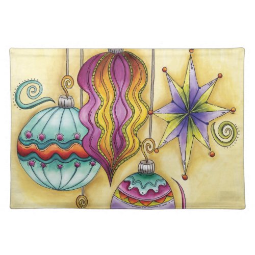 Beautiful Glass Colorful Christmas Ornaments Cloth Placemat