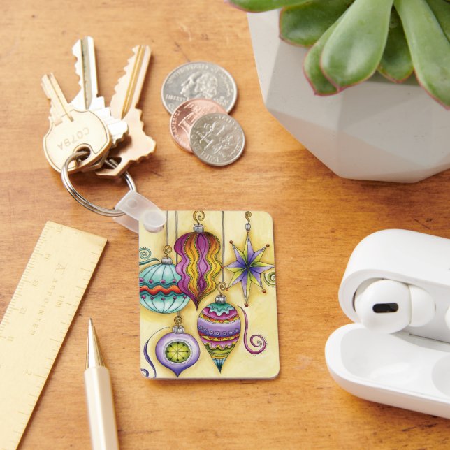 Beautiful Glass Colorful Christmas Ornaments Keychain (Desk)