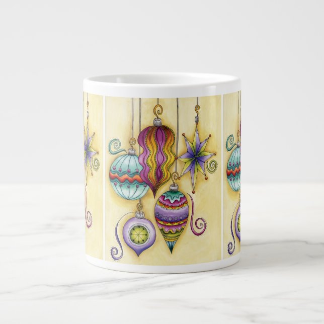 Beautiful Glass Colorful Christmas Ornaments Large Coffee Mug (Front)