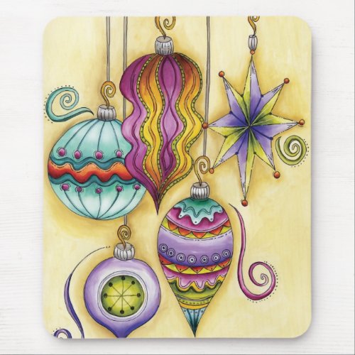 Beautiful Glass Colorful Christmas Ornaments Mouse Pad