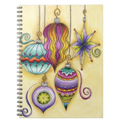 Beautiful Glass Colorful Christmas Ornaments Notebook