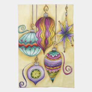 Beautiful Glass Colorful Christmas Ornaments Towel