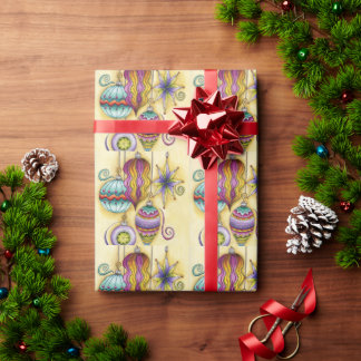 Beautiful Glass Colorful Christmas Ornaments Wrapping Paper
