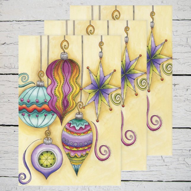 Beautiful Glass Colorful Christmas Ornaments Wrapping Paper Sheets (Creator Uploaded)