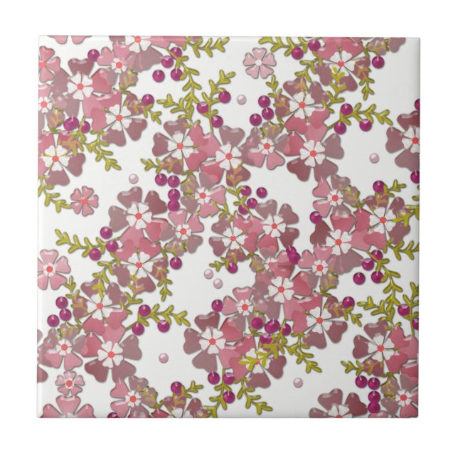 Beautiful glass flowers ceramic tile (Front)