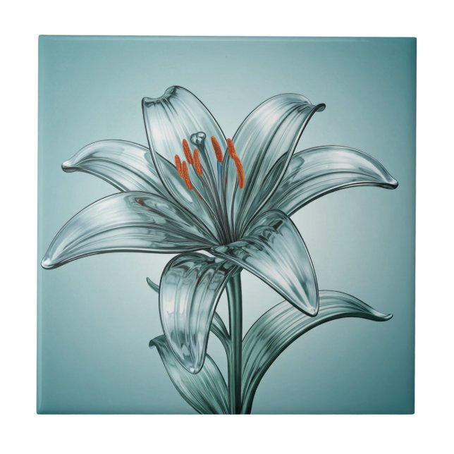 Beautiful Glass Lily  Ceramic Tile (Front)