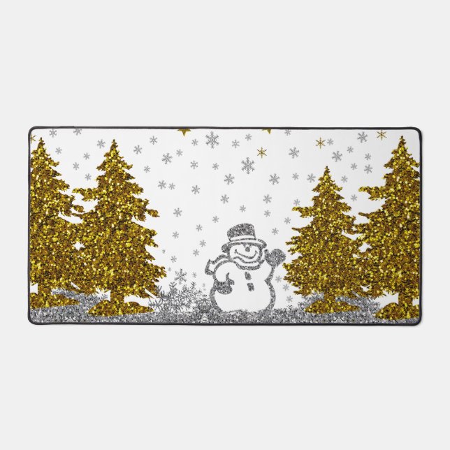 Beautiful glitter New Year on white Desk Mat (Front)