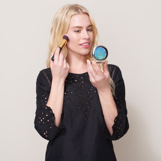 Beautiful Glittery Blue Music Note Treble Clef Compact Mirror (Held)