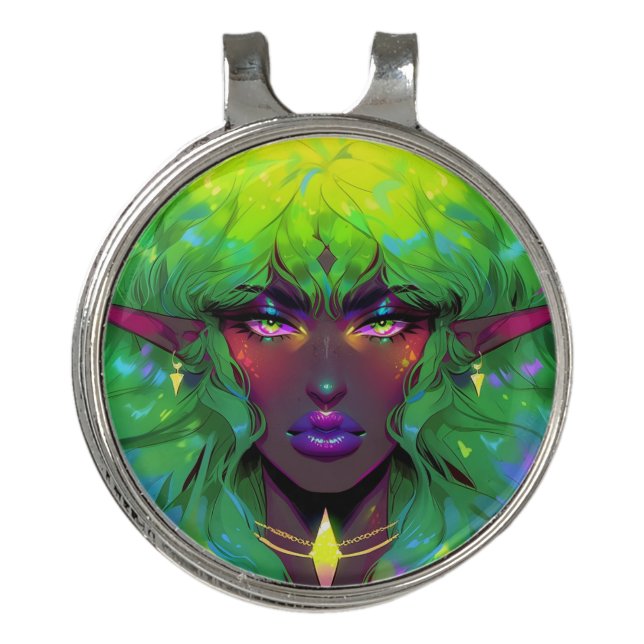 Beautiful Glorious Elven Queen Golf Hat Clip (Front)
