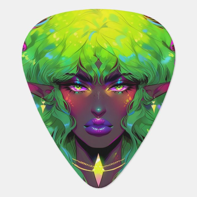 Beautiful Glorious Elven Queen Guitar Pick (Front)
