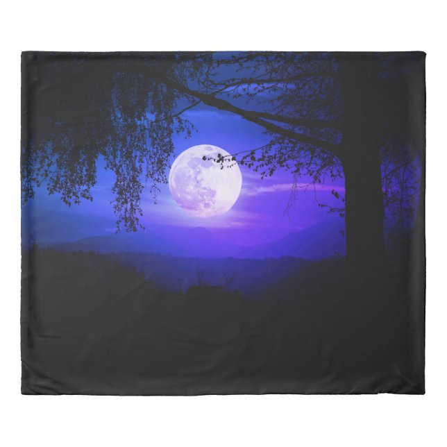 Beautiful Glowing Full Moon Dark Night Dreams King Duvet Cover (Front)