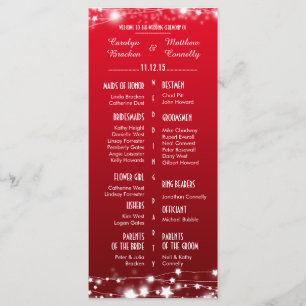 Beautiful Glowing Stars Red Wedding Program