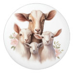 Beautiful Goat Family  Ceramic Knob
