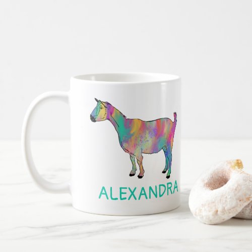 Beautiful  goat watercolor add name coffee mug