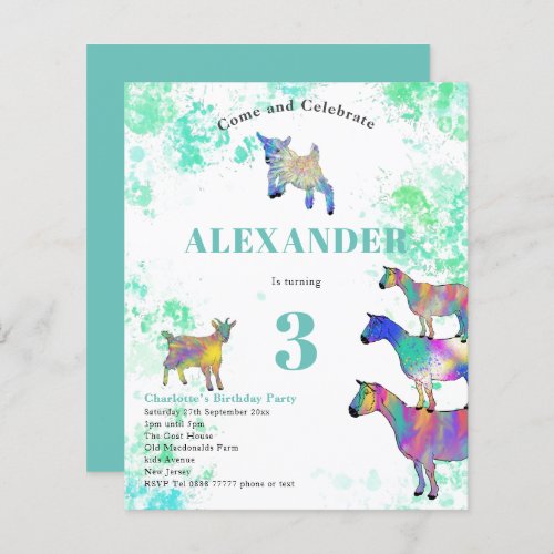 Beautiful Goat Watercolor Birthday Party