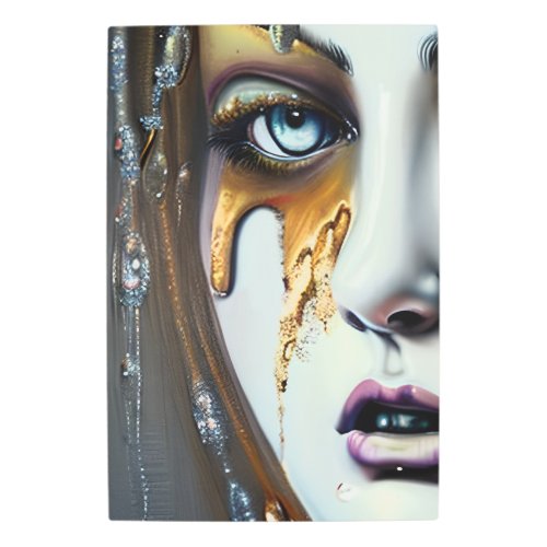 Beautiful Goddess Melting Gold Sparkling Jewels Metal Print