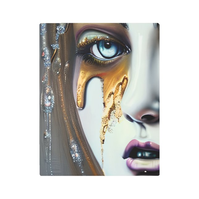 Beautiful Goddess Melting Gold Sparkling Jewels Metal Print (Front)