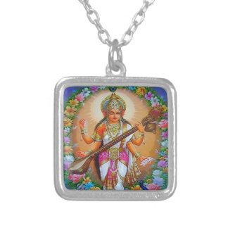 Beautiful Goddess Saraswati Silver Plated Necklace