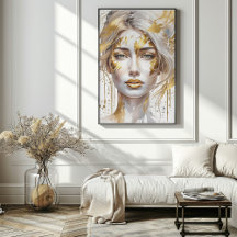 Beautiful Gold Abstract Watercolor Woman Poster
