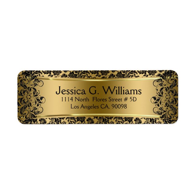 Beautiful Gold And Black Damasks & Lace Label (Front)
