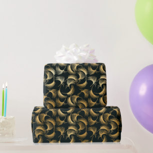 Beautiful Gold and Black Tropical Leaves Wrapping Paper