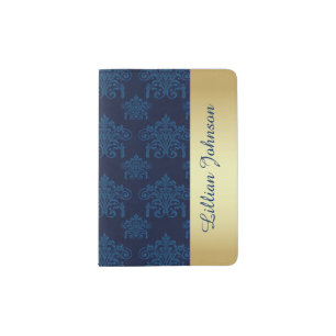 Beautiful Gold and Blue Passport Holder