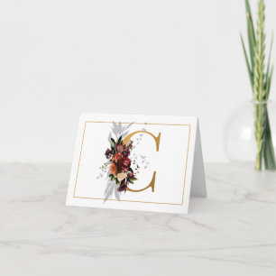 BEAUTIFUL GOLD AND FLORAL MONOGRAM B NOTE CARD