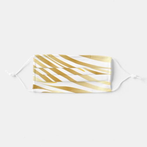 Beautiful Gold and white zebra stripes pattern Adult Cloth Face Mask