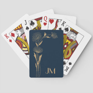 Beautiful gold Art Deco flowers Poker Cards