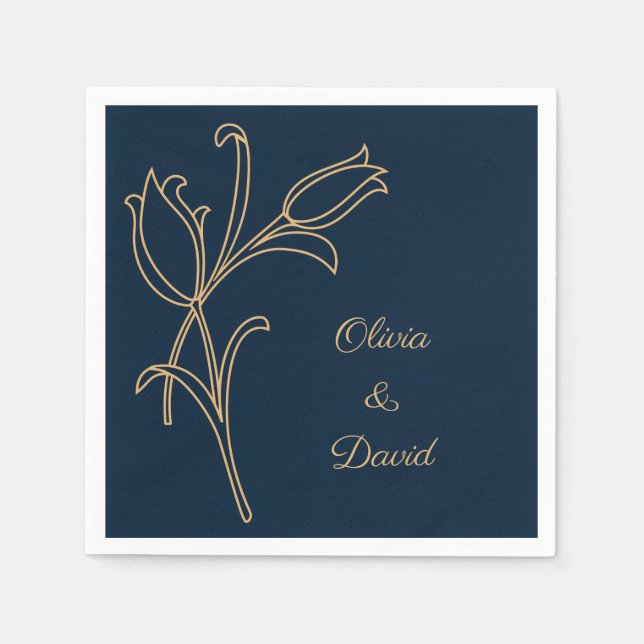 Beautiful gold Art Deco tulips Napkins (Front)