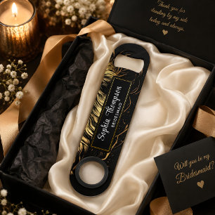 Beautiful Gold Black Bridesmaid Wedding Favor Bar Key