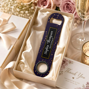 Beautiful Gold Black Bridesmaid Wedding Favor Bar Key