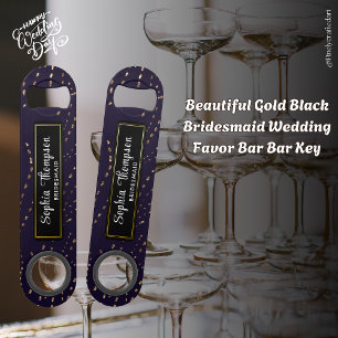 Beautiful Gold Black Bridesmaid Wedding Favor Bar Key