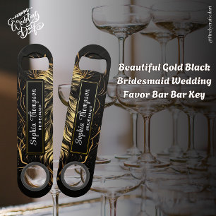 Beautiful Gold Black Bridesmaid Wedding Favor Bar Key