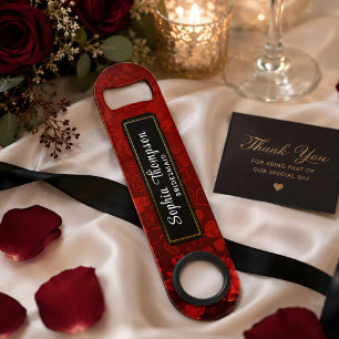 Beautiful Gold Black Red Bridesmaid Wedding Favor  Bar Key