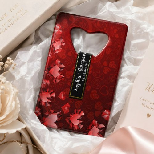Beautiful Gold Black Red Bridesmaid Wedding Favor Credit Card Bottle Opener