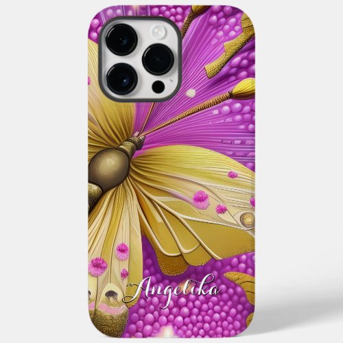 Beautiful Gold Butterfly Watercolor Personalized Case_Mate iPhone 14 Pro Max Case