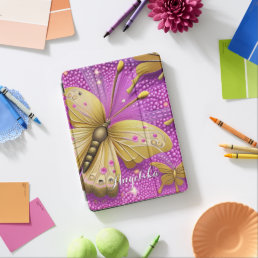 Beautiful Gold Butterfly Watercolor Personalized iPad Air Cover
