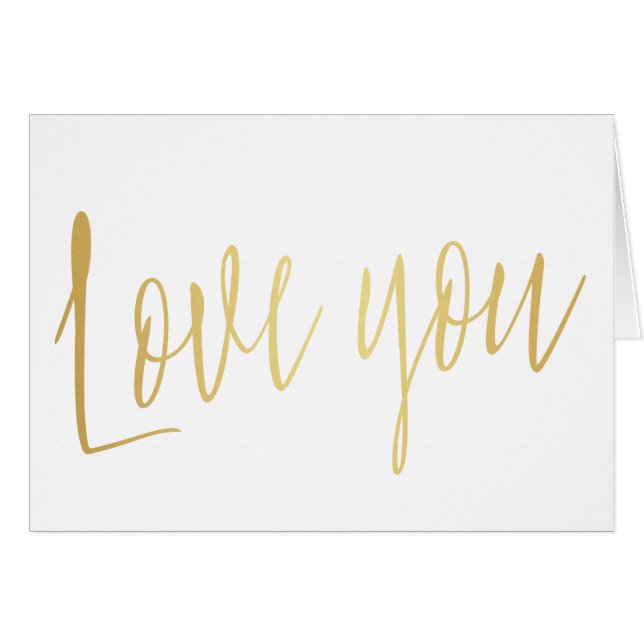 Beautiful gold calligraphy "Love you" Cards (Front Horizontal)