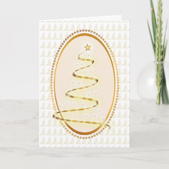 Beautiful Gold Christmas Tree Customizable Card (Front)
