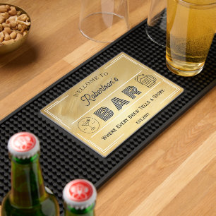 Beautiful Gold Custom Bar Name  Bar Mat